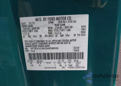 2013 Ford F-150 Xl from USA, damaged, VIN 1FTEX1CM1DKE06532